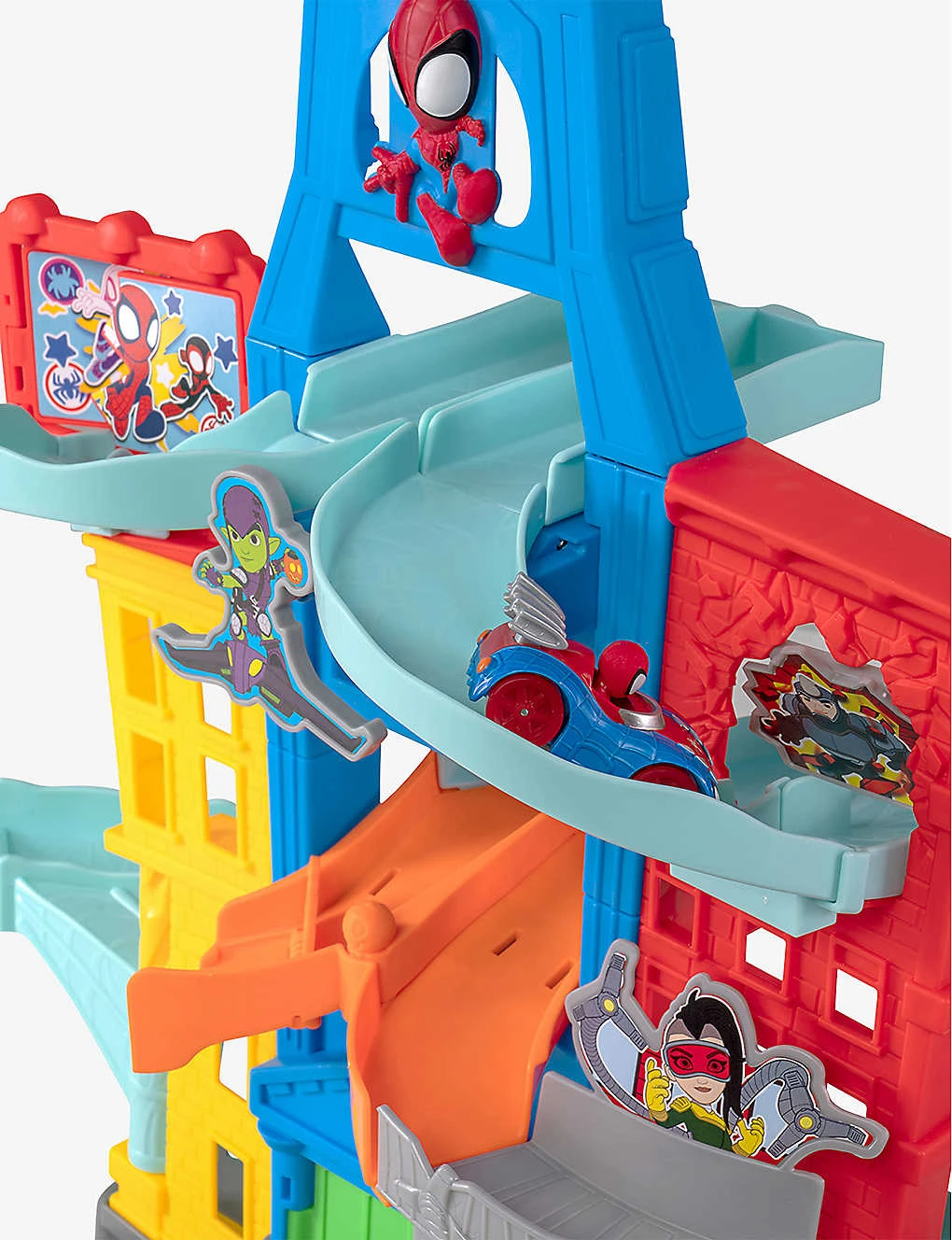 Spiderman Marvel’s Spidey And His Amazing Friends Tall Amazing Metals City Track And Diecast Vehicles Set - Image 3